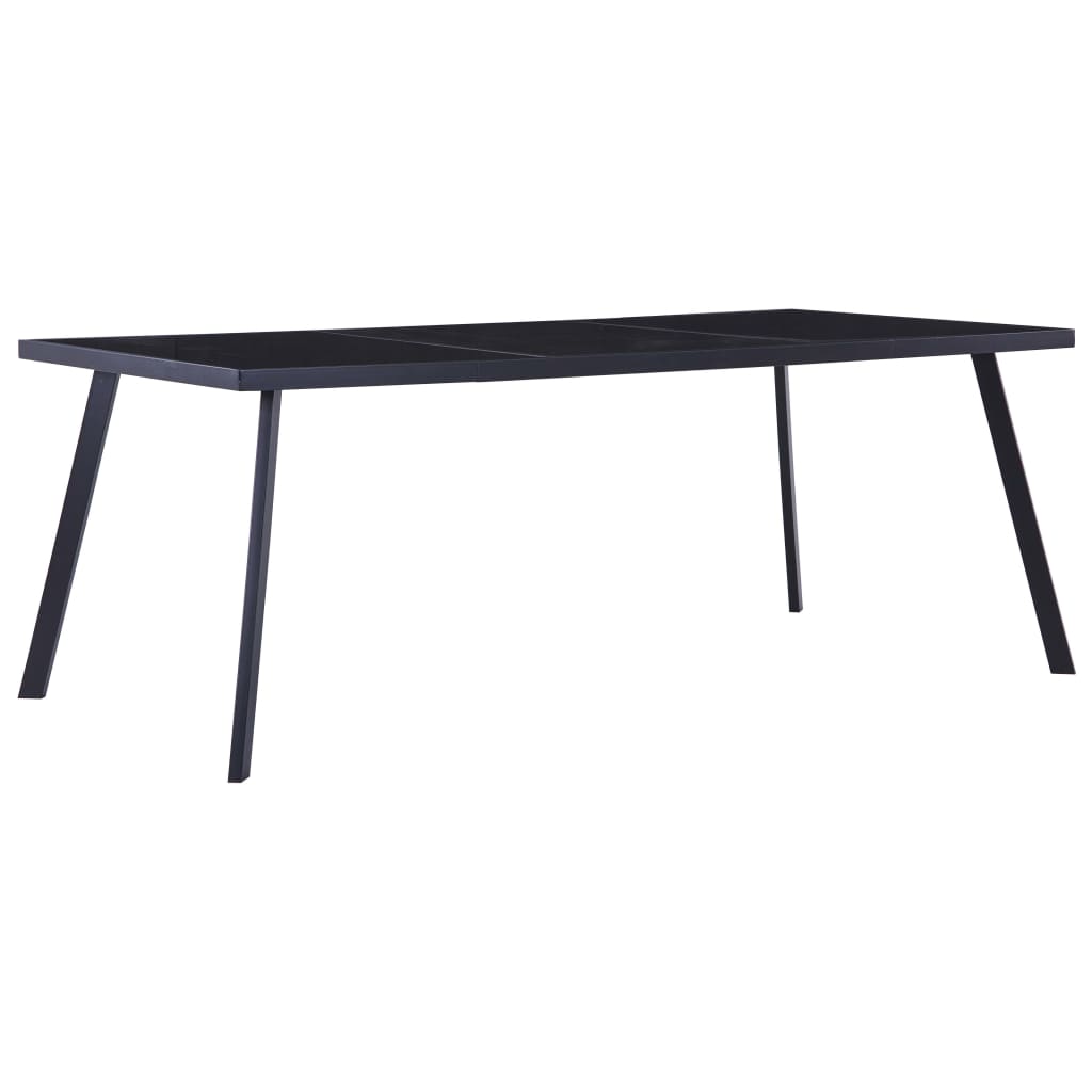 Table à manger noire 200 x 100 x 75 cm en verre trempé