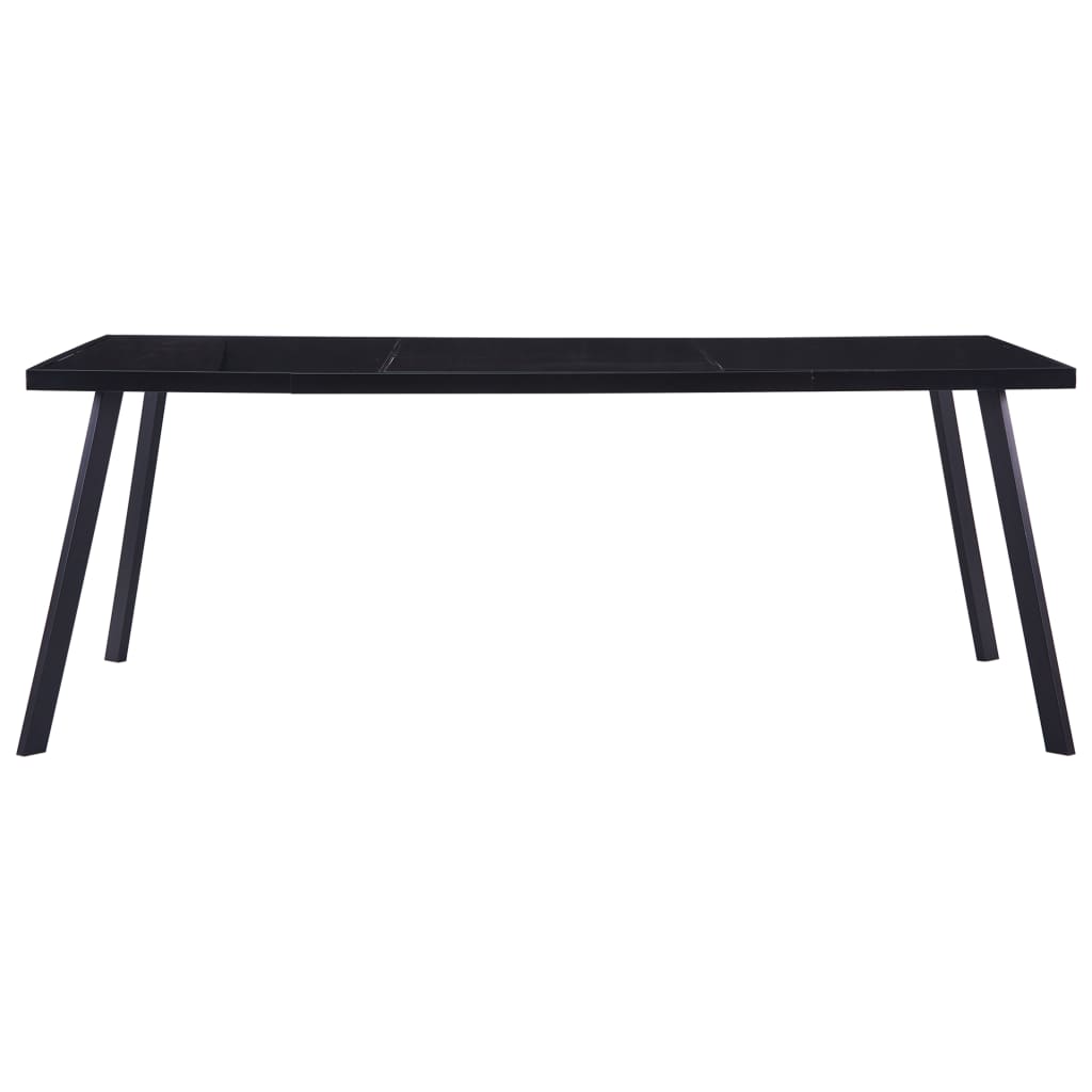Table à manger noire 200 x 100 x 75 cm en verre trempé