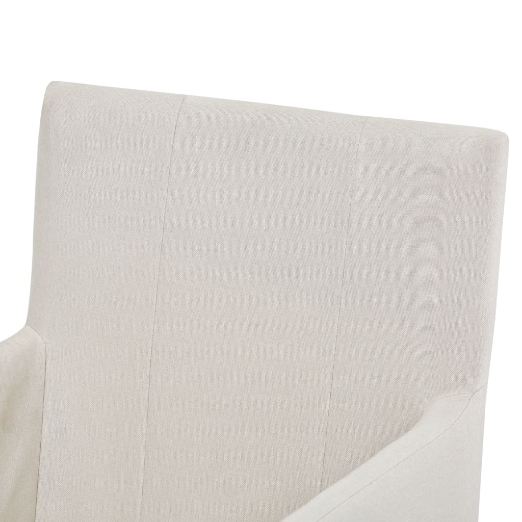 Esszimmerstühle mit Armlehnen 2 Stk. Creme Stoff