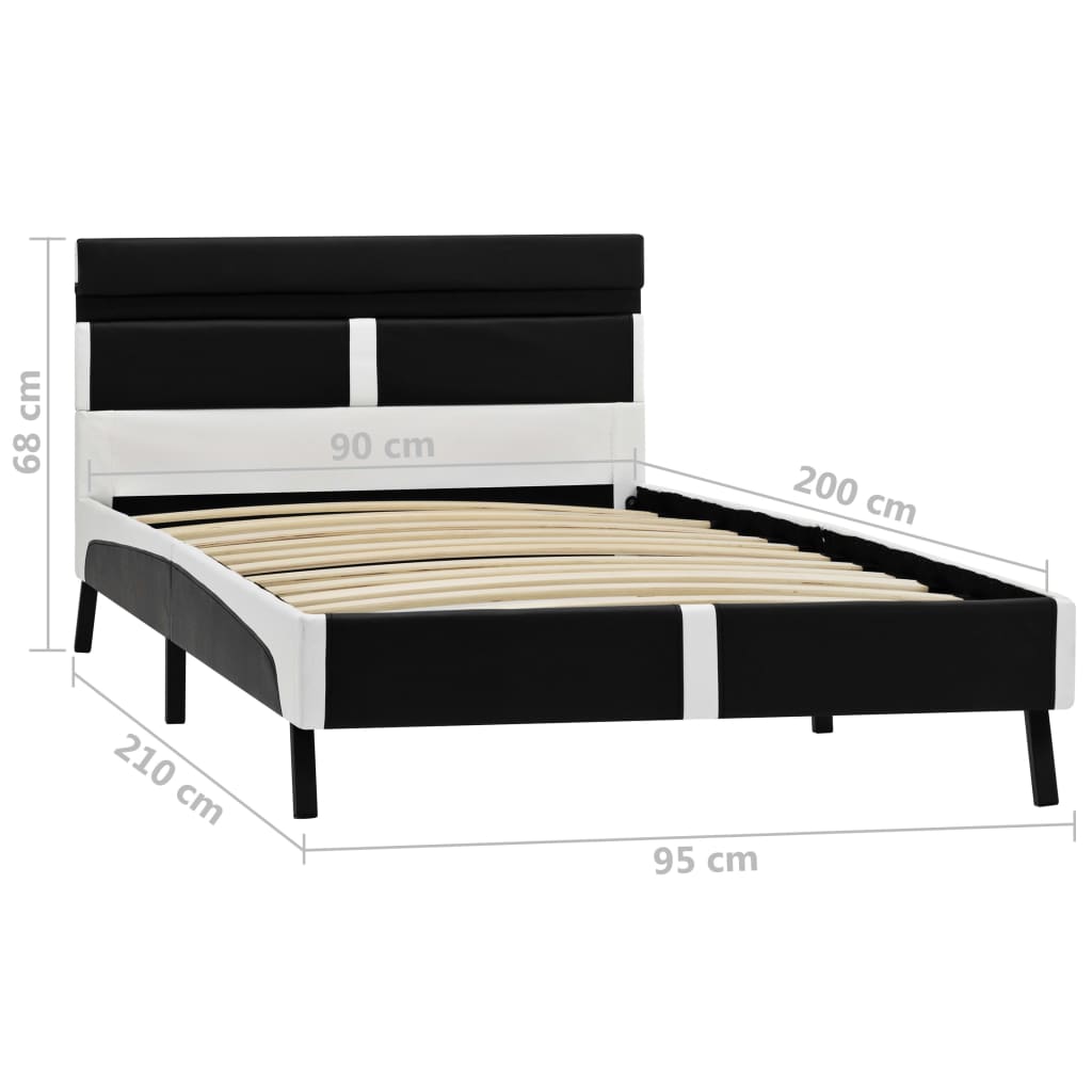 Bettgestell mit LED Schwarz Kunstleder 90x200 cm