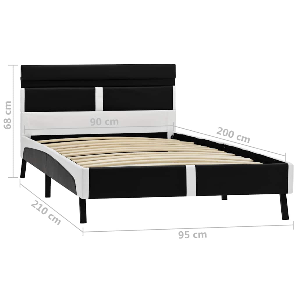 Bettgestell mit LED Schwarz Kunstleder 90x200 cm