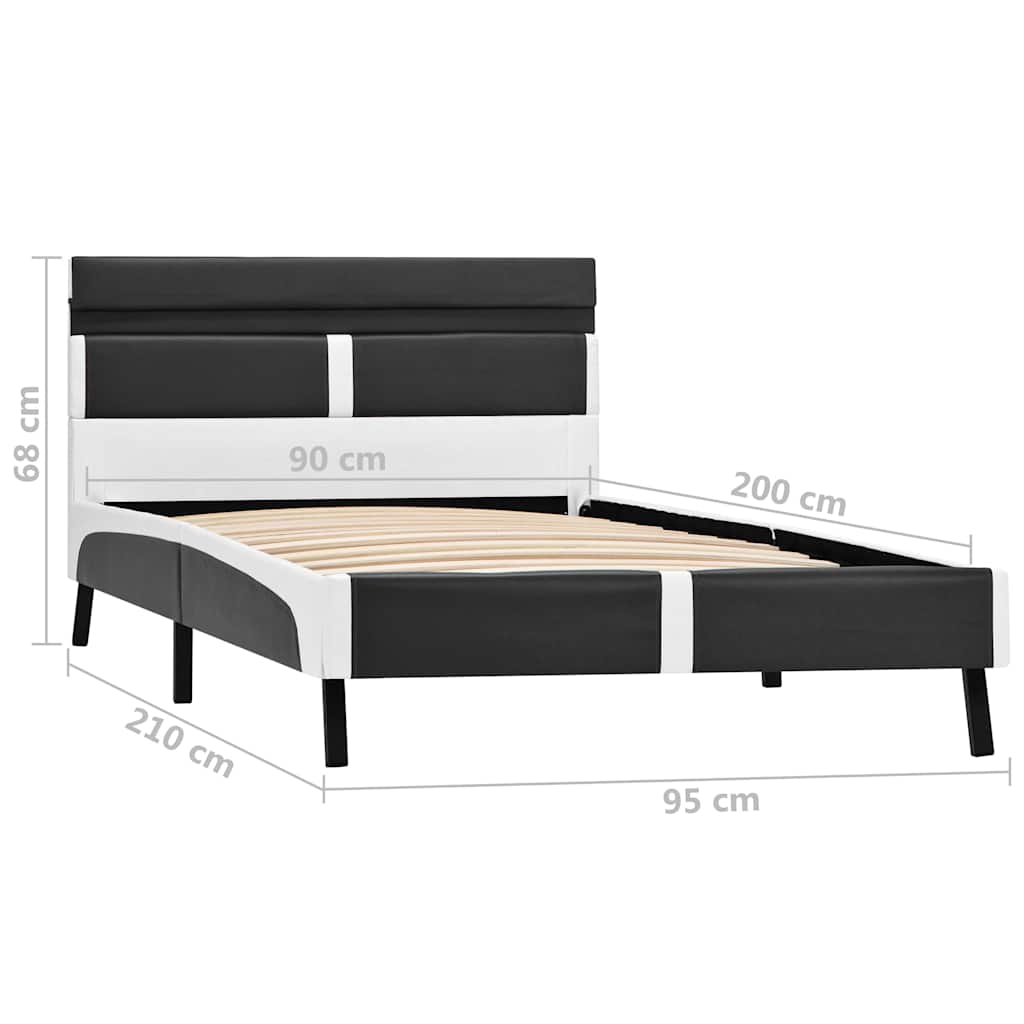 Bettgestell mit LED Grau Kunstleder 90×200 cm