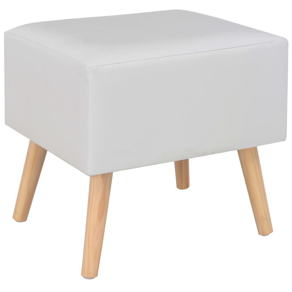 Tables de chevet, lot de 2, blanc, 40 x 35 x 40 cm, cuir synthétique
