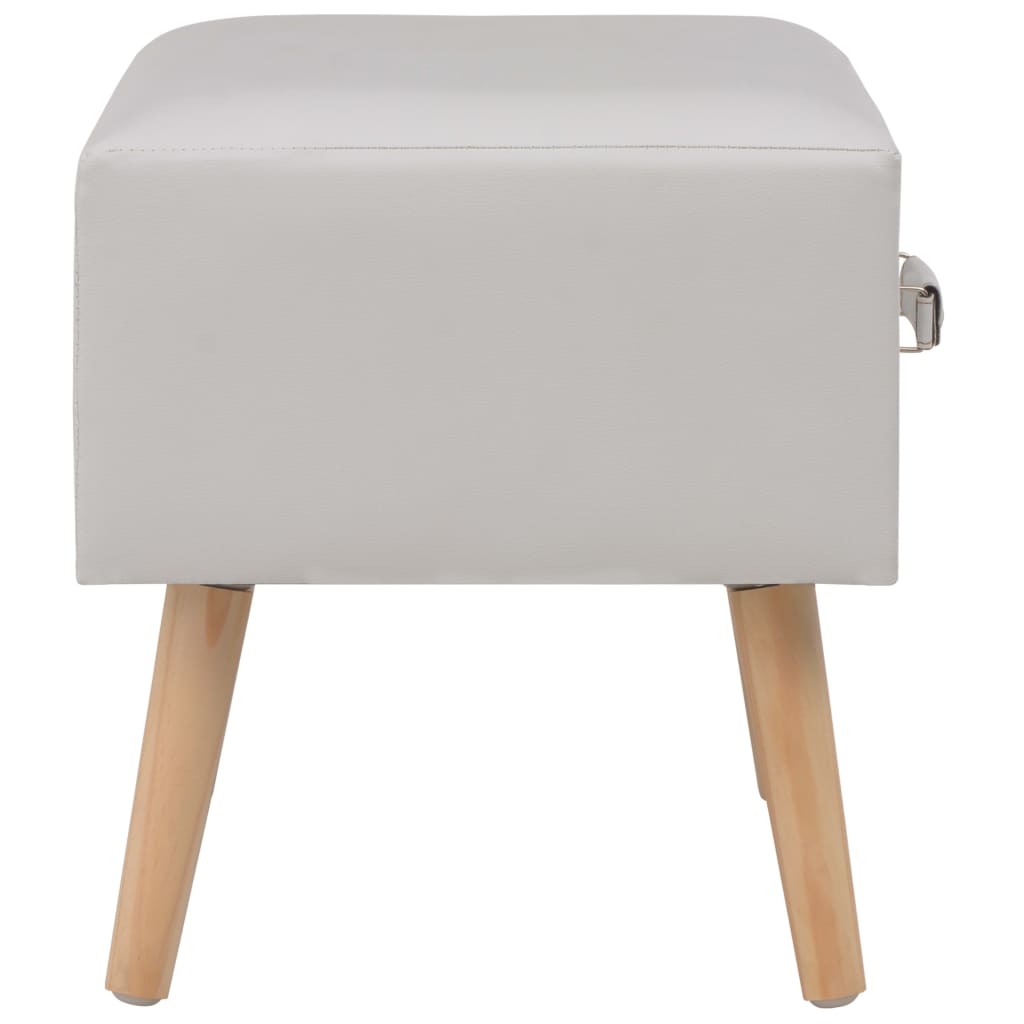 Tables de chevet, lot de 2, blanc, 40 x 35 x 40 cm, cuir synthétique