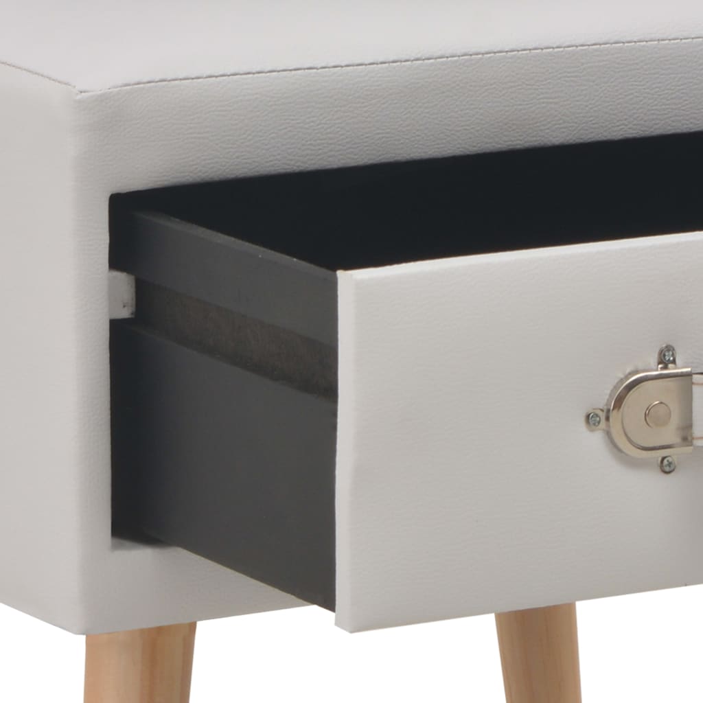 Tables de chevet, lot de 2, blanc, 40 x 35 x 40 cm, cuir synthétique