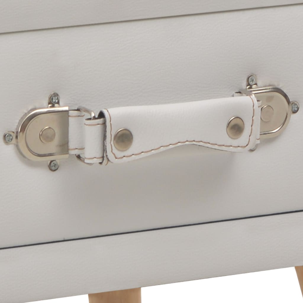 Tables de chevet, lot de 2, blanc, 40 x 35 x 40 cm, cuir synthétique