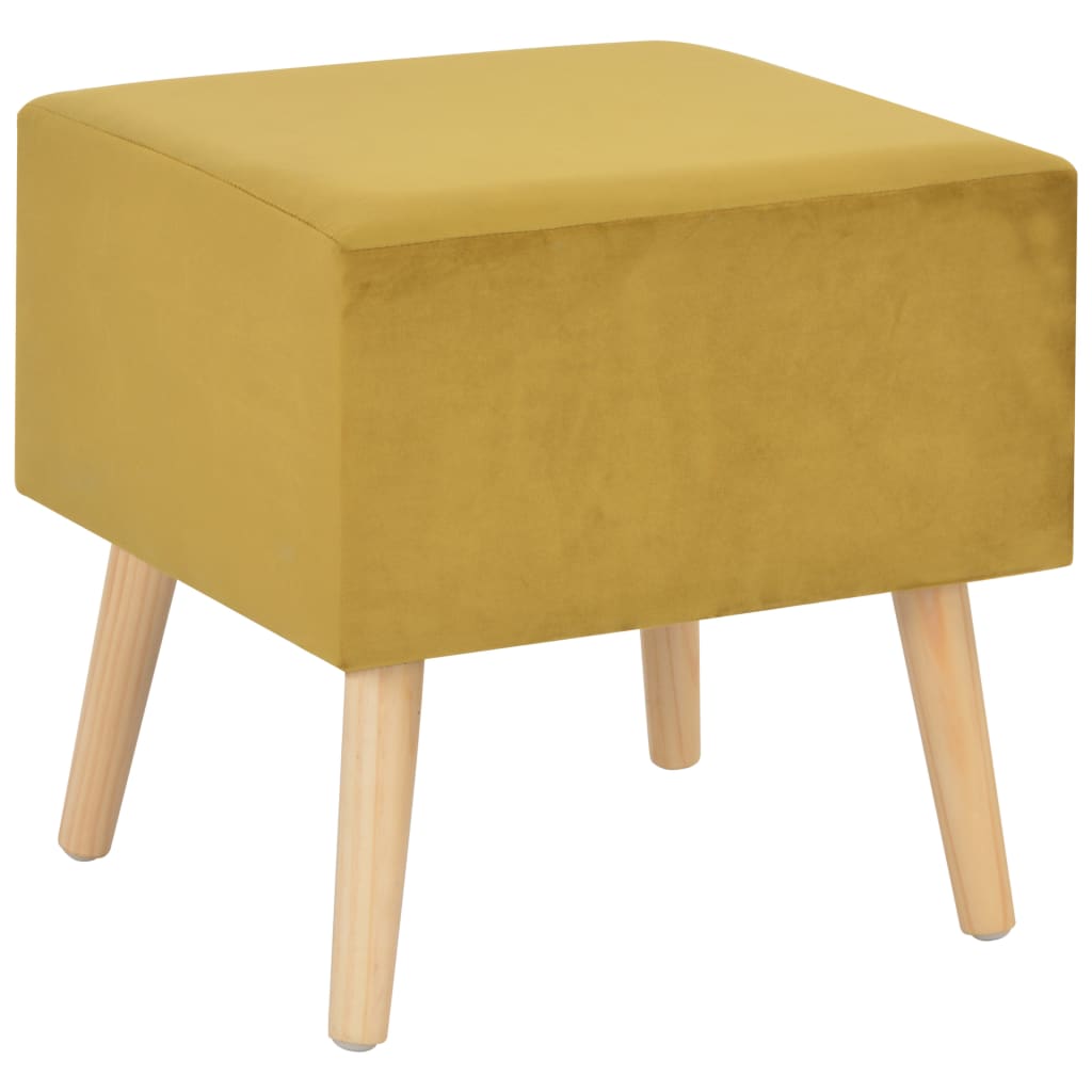 Tables de chevet, lot de 2, velours jaune moutarde, 40 x 35 x 40 cm