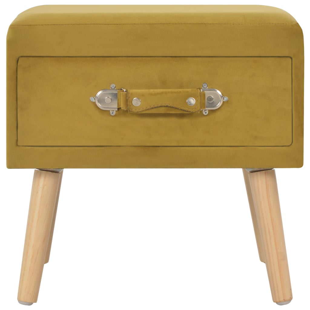 Tables de chevet, lot de 2, velours jaune moutarde, 40 x 35 x 40 cm