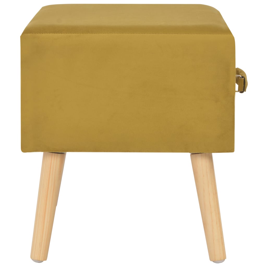 Tables de chevet, lot de 2, velours jaune moutarde, 40 x 35 x 40 cm