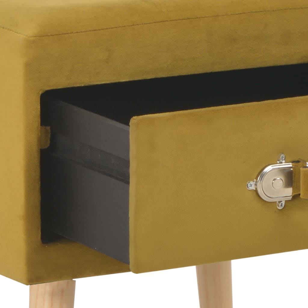 Tables de chevet, lot de 2, velours jaune moutarde, 40 x 35 x 40 cm