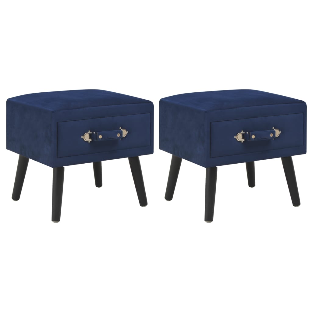 Bedside tables 2 pcs. Blue 40 x 35 x 40 cm Velvet