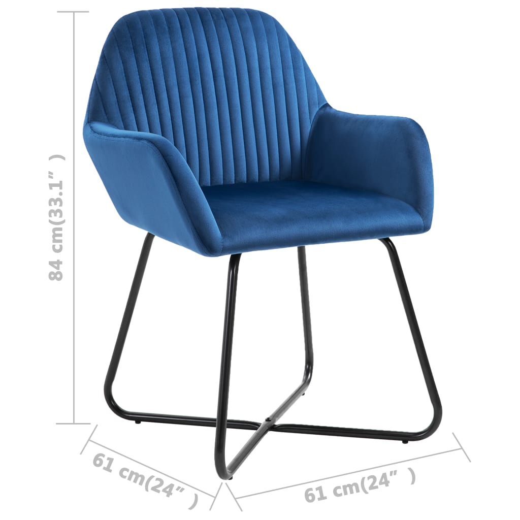 Dining chairs 2 pcs. Blue velvet