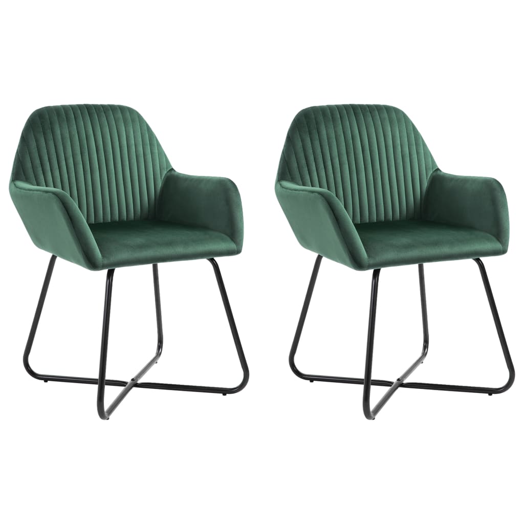 Chaises de salle à manger, lot de 2, velours vert