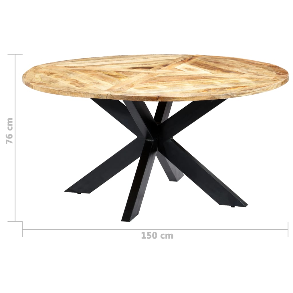 Table à manger ronde 150×76 cm en bois de manguier massif