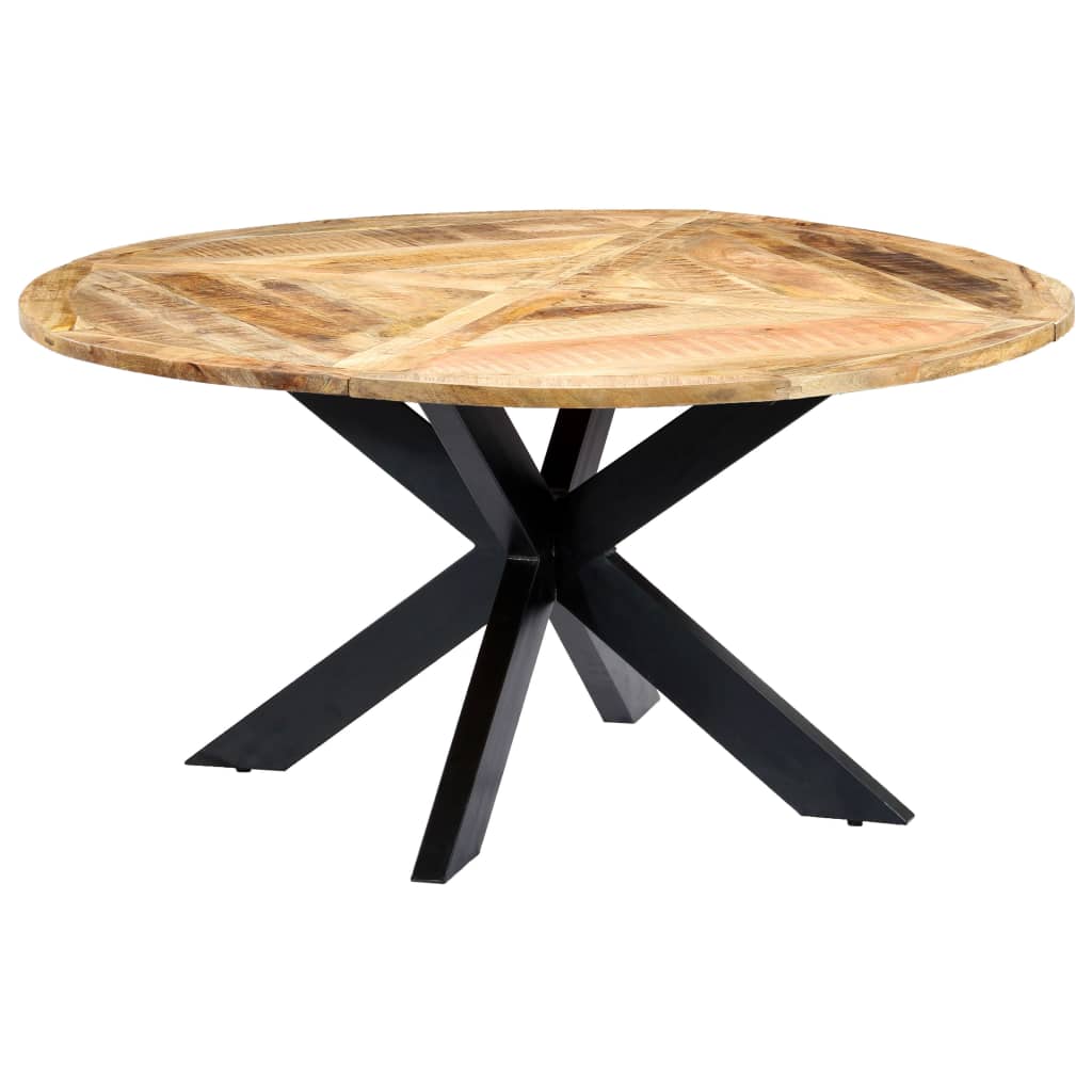 Table à manger ronde 150×76 cm en bois de manguier massif