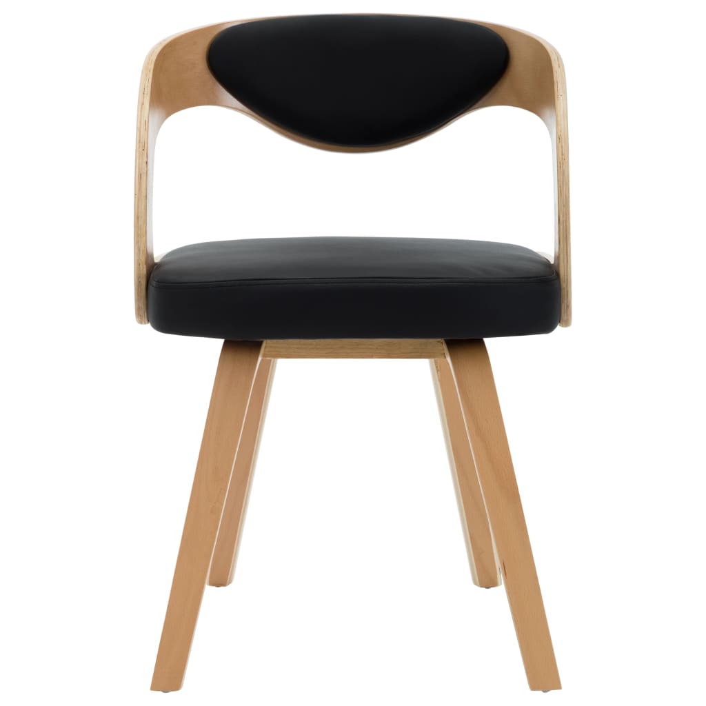Chaises de salle à manger, lot de 2, bois courbé noir et similicuir