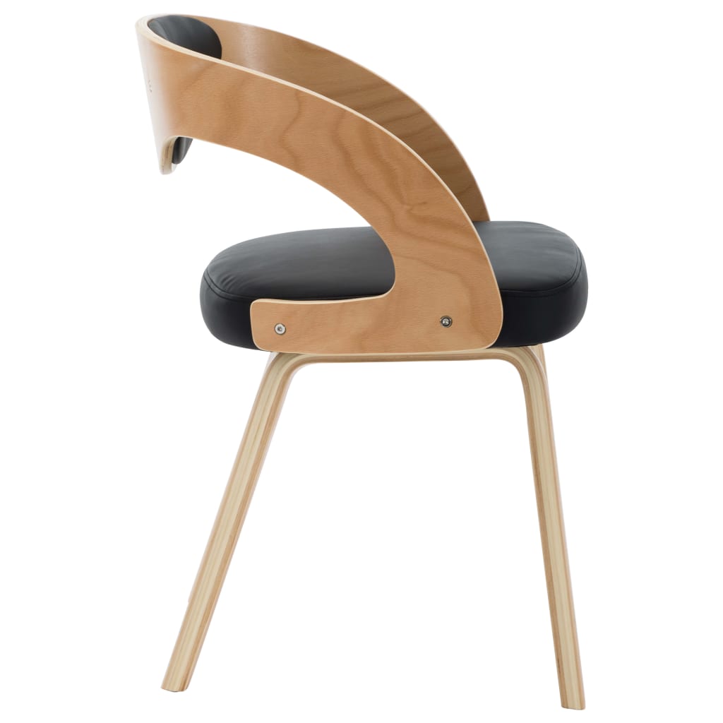 Chaises de salle à manger, lot de 2, bois courbé noir et similicuir