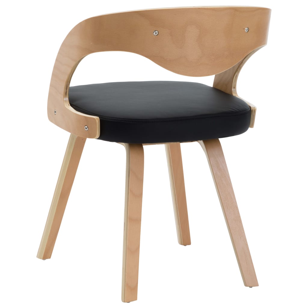 Chaises de salle à manger, lot de 2, bois courbé noir et similicuir