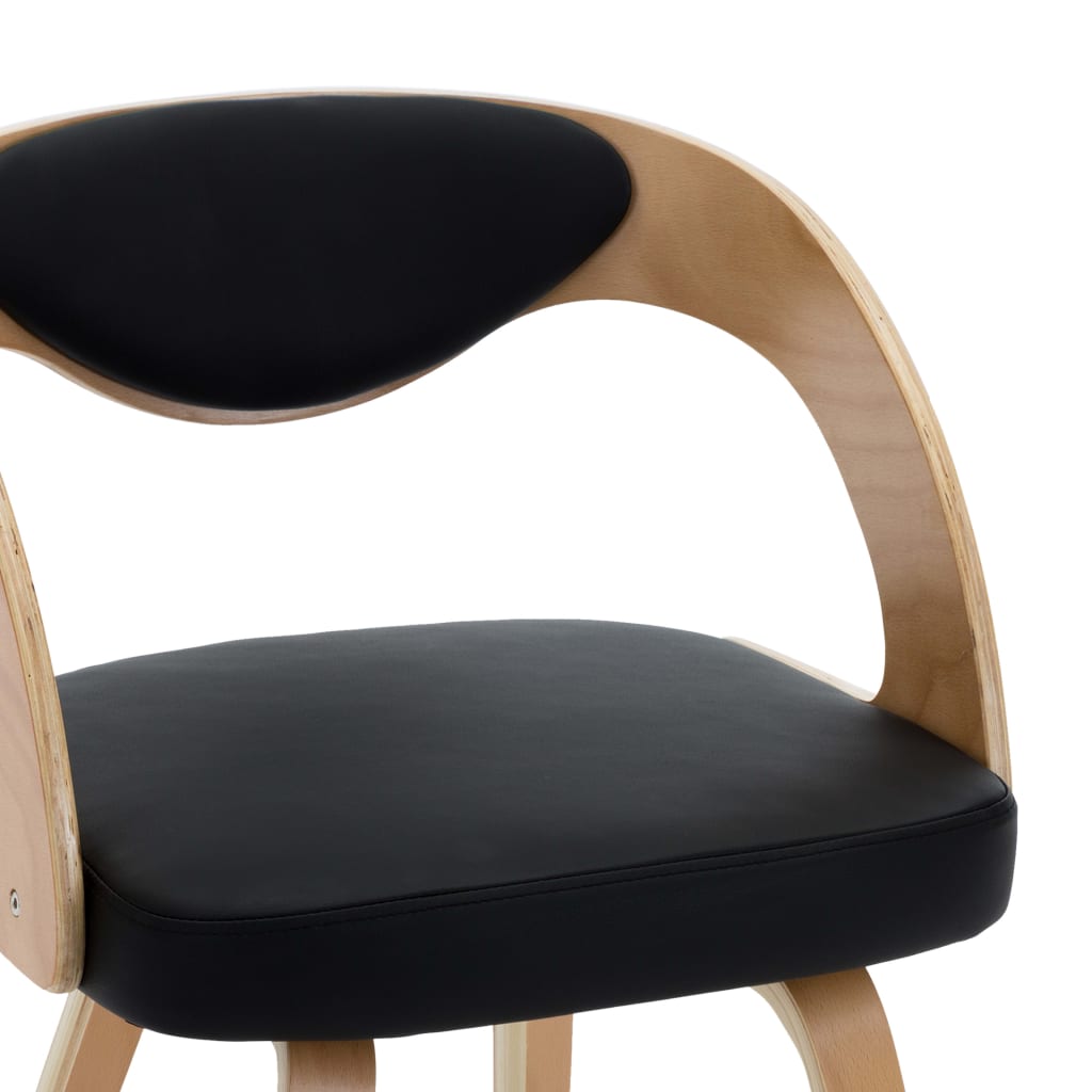 Chaises de salle à manger, lot de 2, bois courbé noir et similicuir
