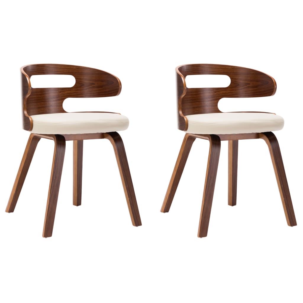 Dining chairs 2 pcs. Cream bentwood and imitation leather