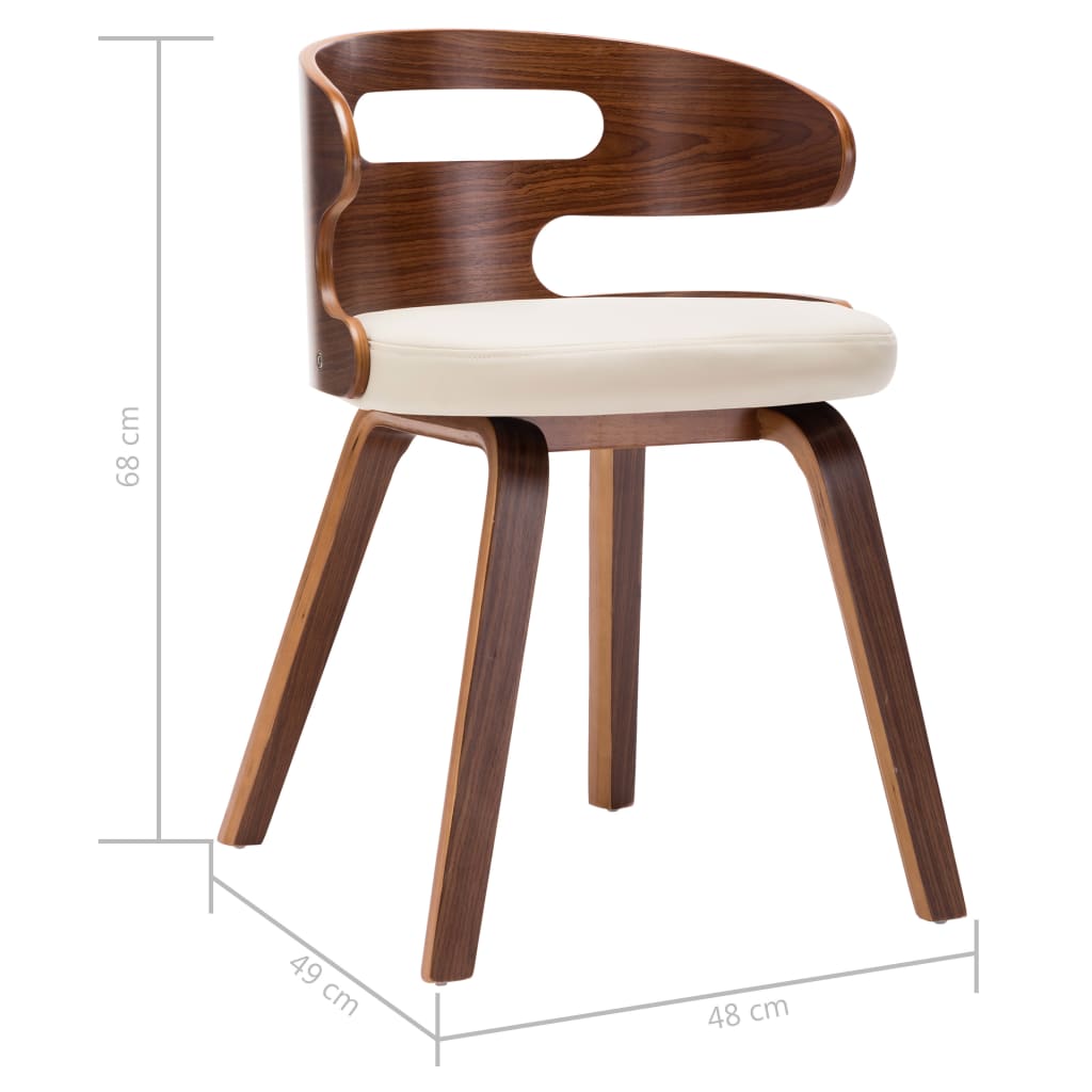 Dining chairs 2 pcs. Cream bentwood and imitation leather