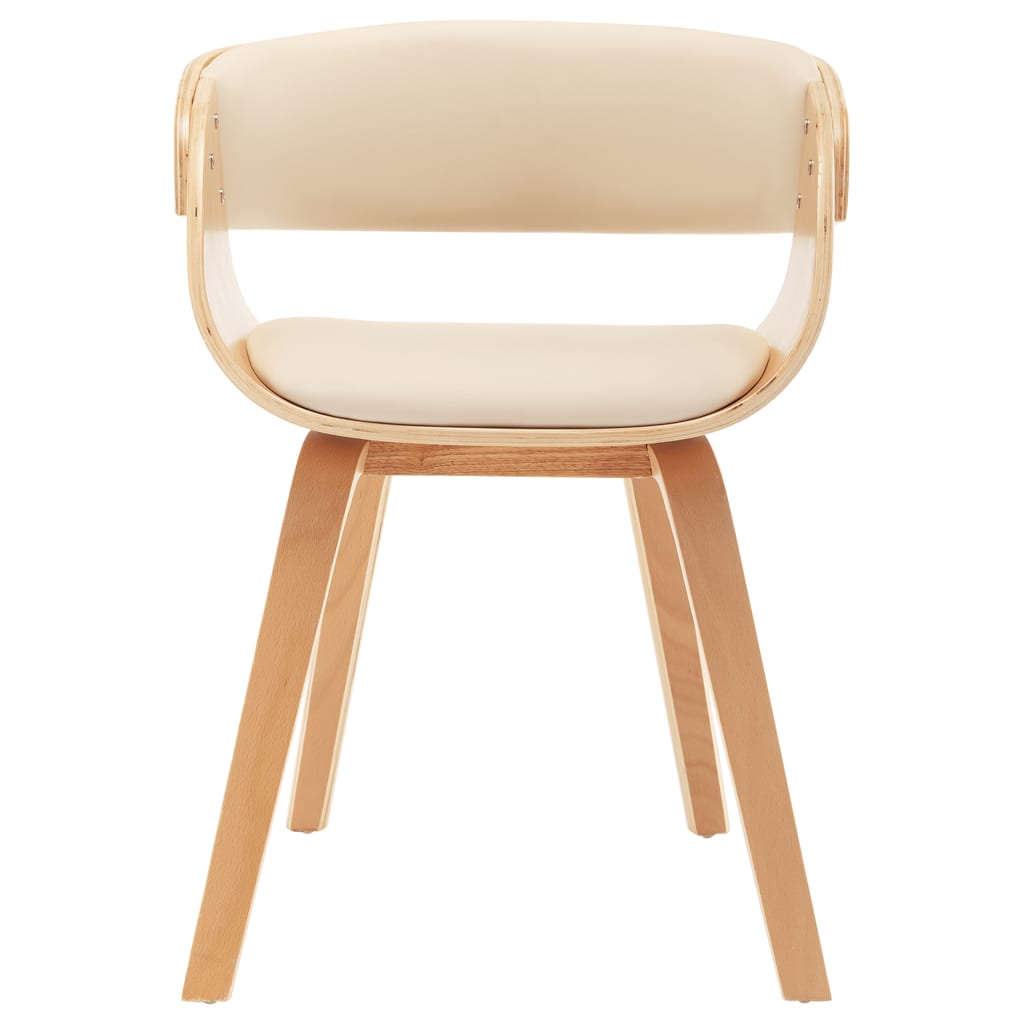 Chaise de salle à manger en bois courbé crème et simili cuir