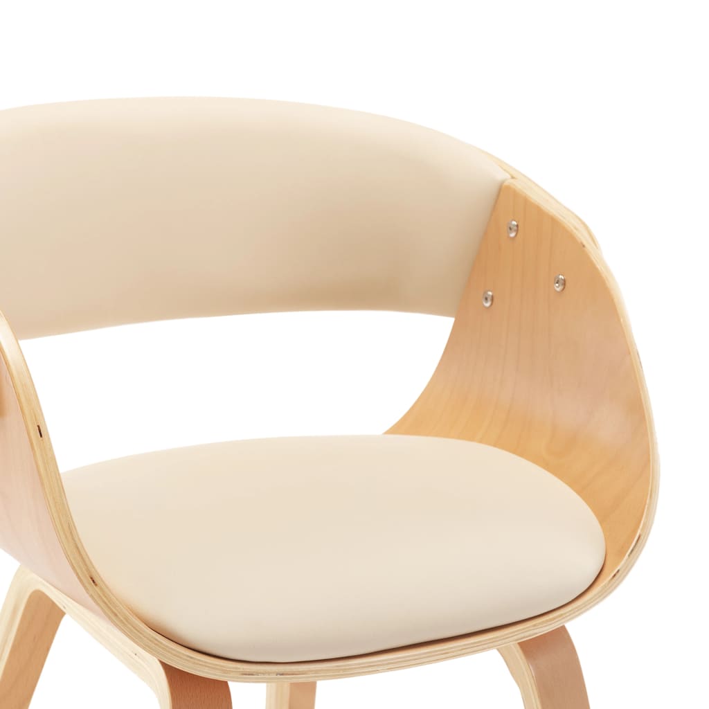 Chaise de salle à manger en bois courbé crème et simili cuir