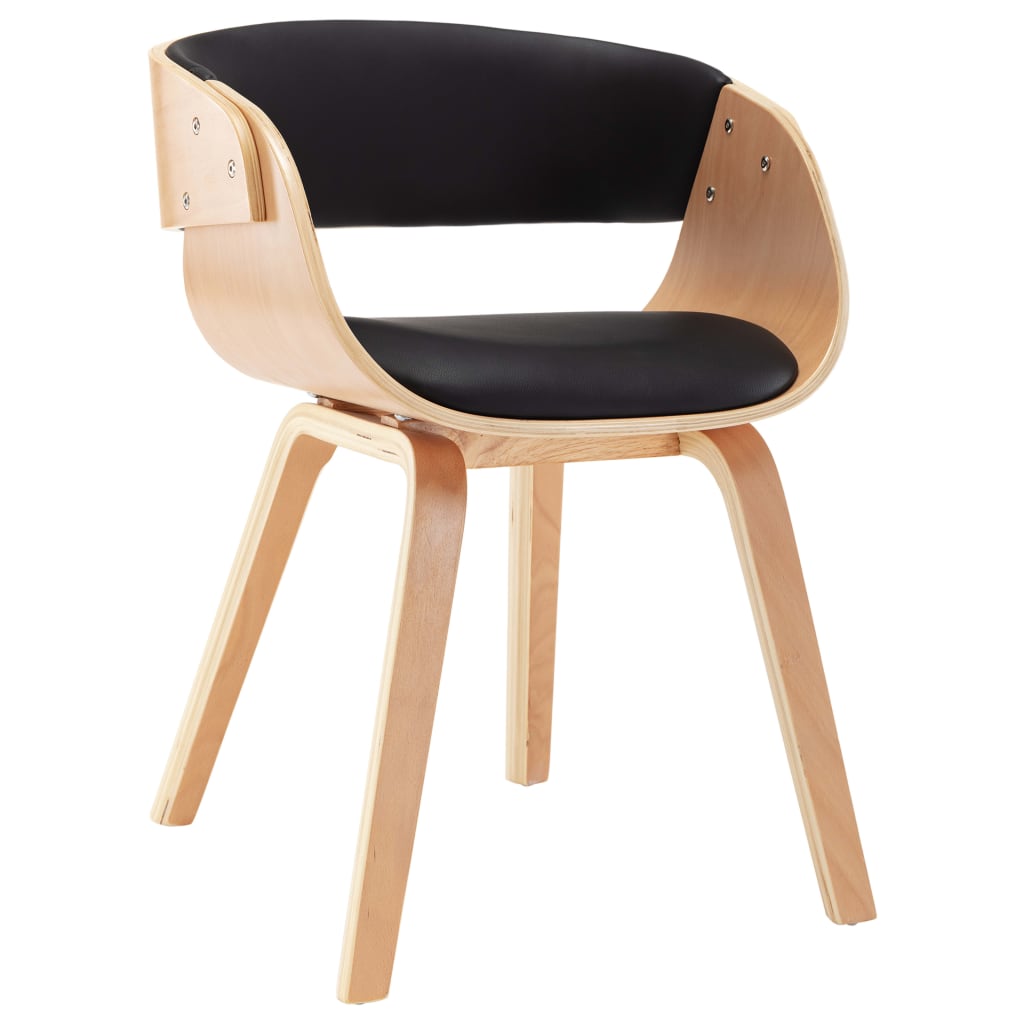 Dining chair black bentwood and imitation leather