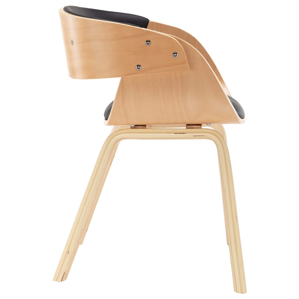 Dining chair black bentwood and imitation leather