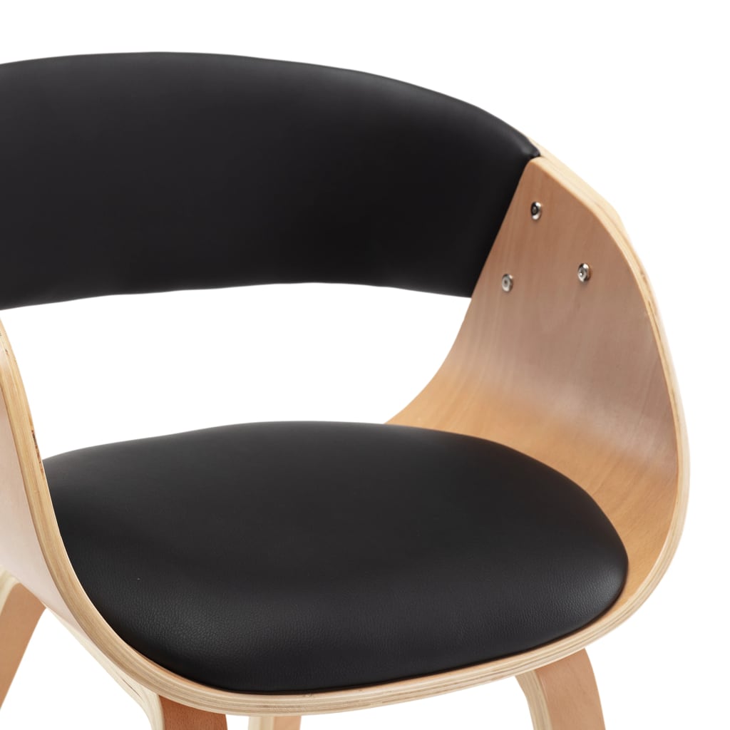 Dining chair black bentwood and imitation leather