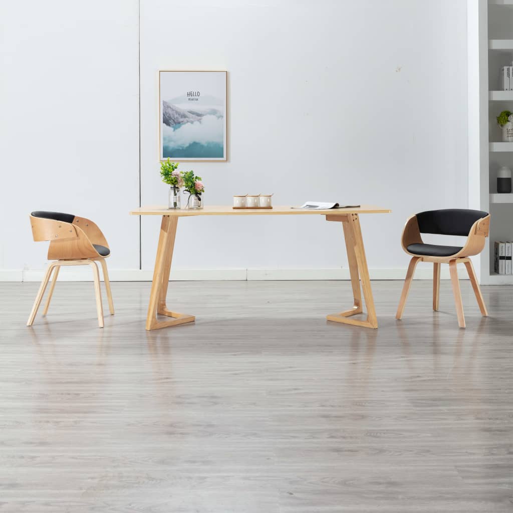 Dining chair black bentwood and imitation leather