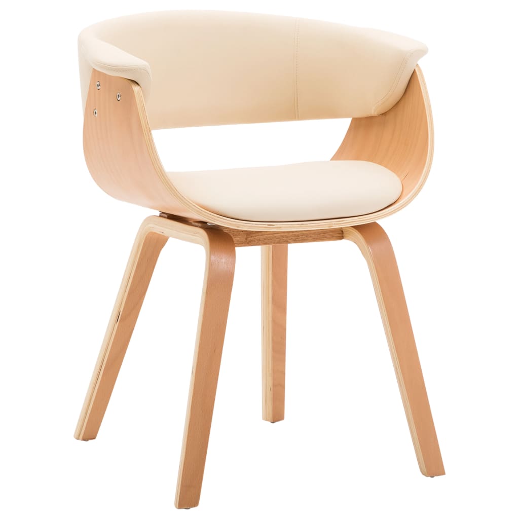 Dining chair cream bentwood and imitation leather