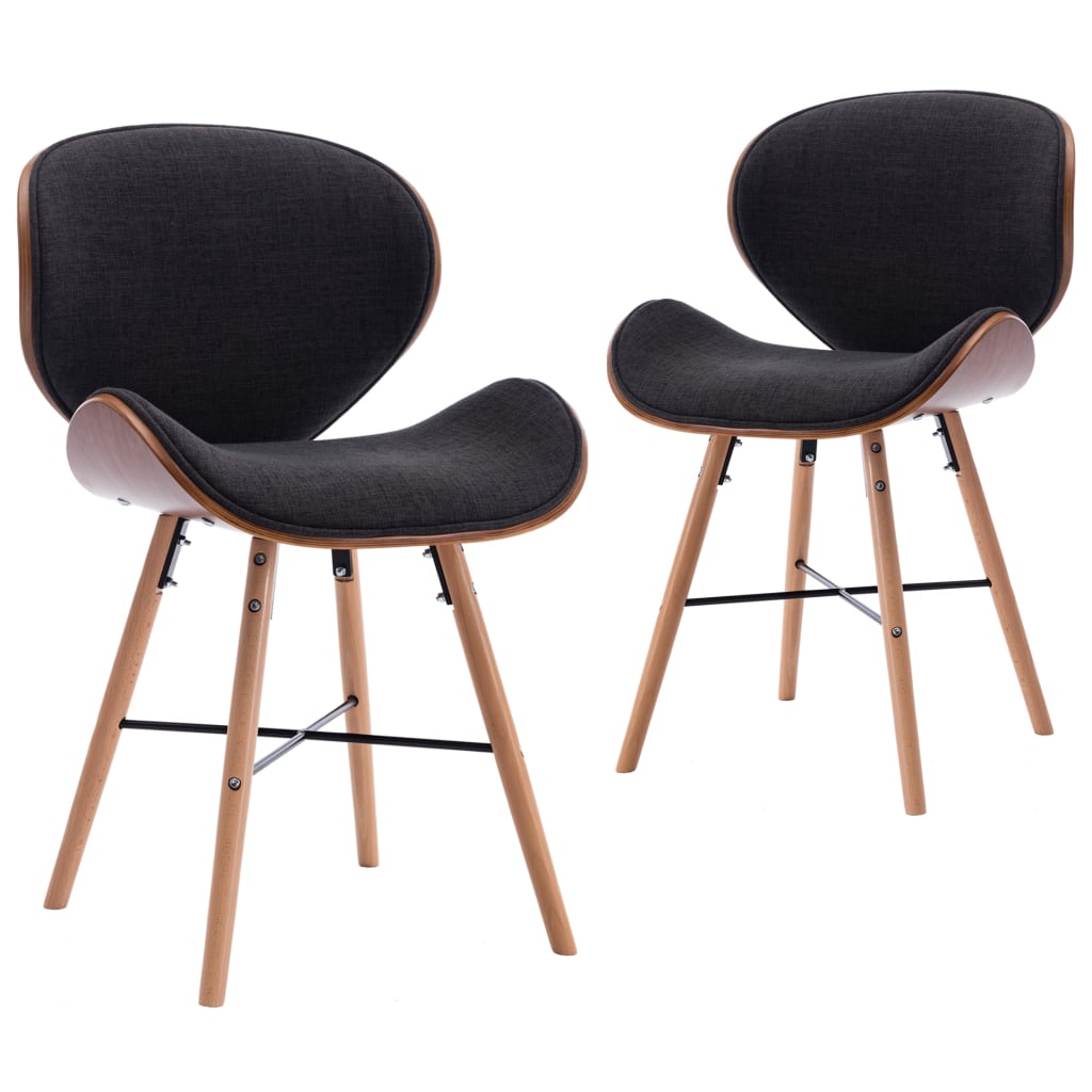 Dining chairs 2 pcs. Dark grey fabric and bentwood