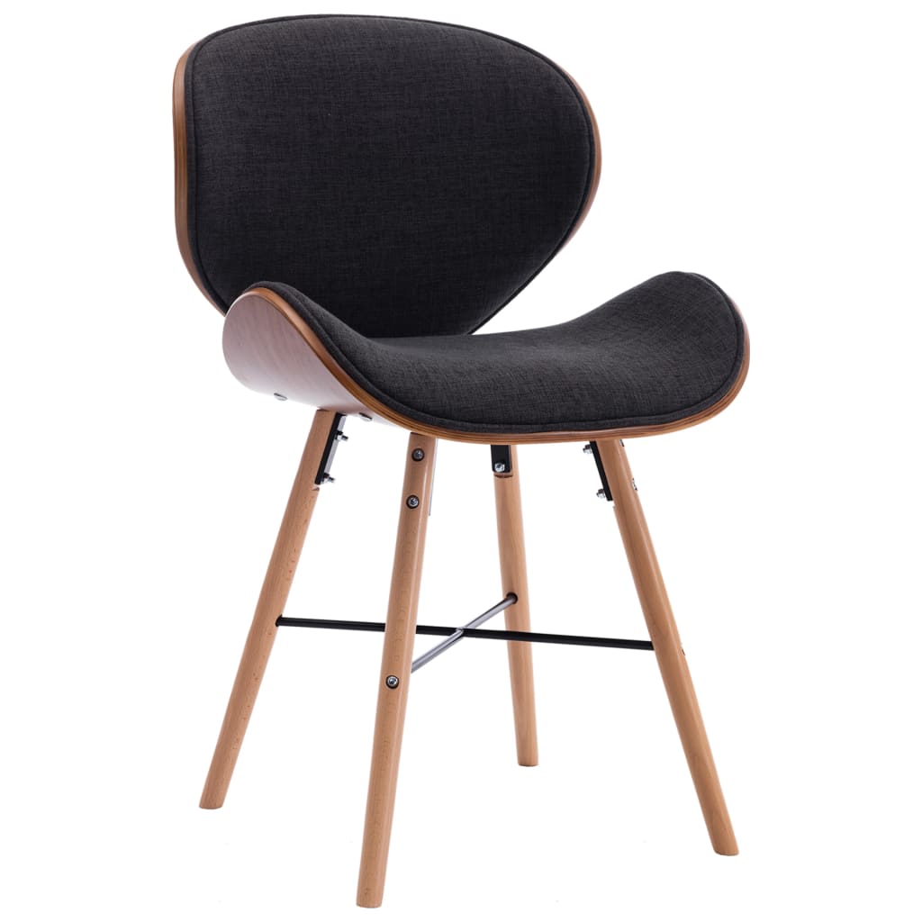 Dining chairs 2 pcs. Dark grey fabric and bentwood