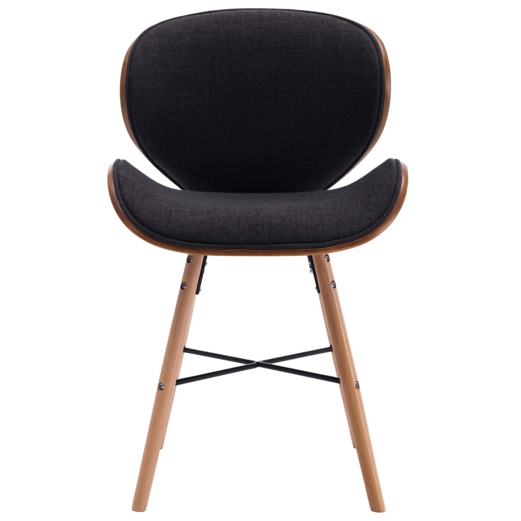 Dining chairs 2 pcs. Dark grey fabric and bentwood