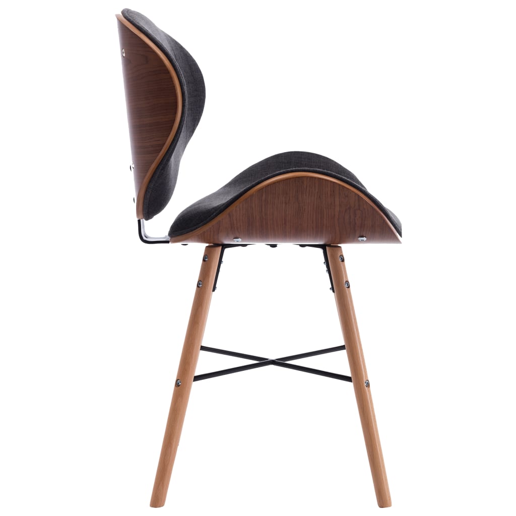 Dining chairs 2 pcs. Dark grey fabric and bentwood