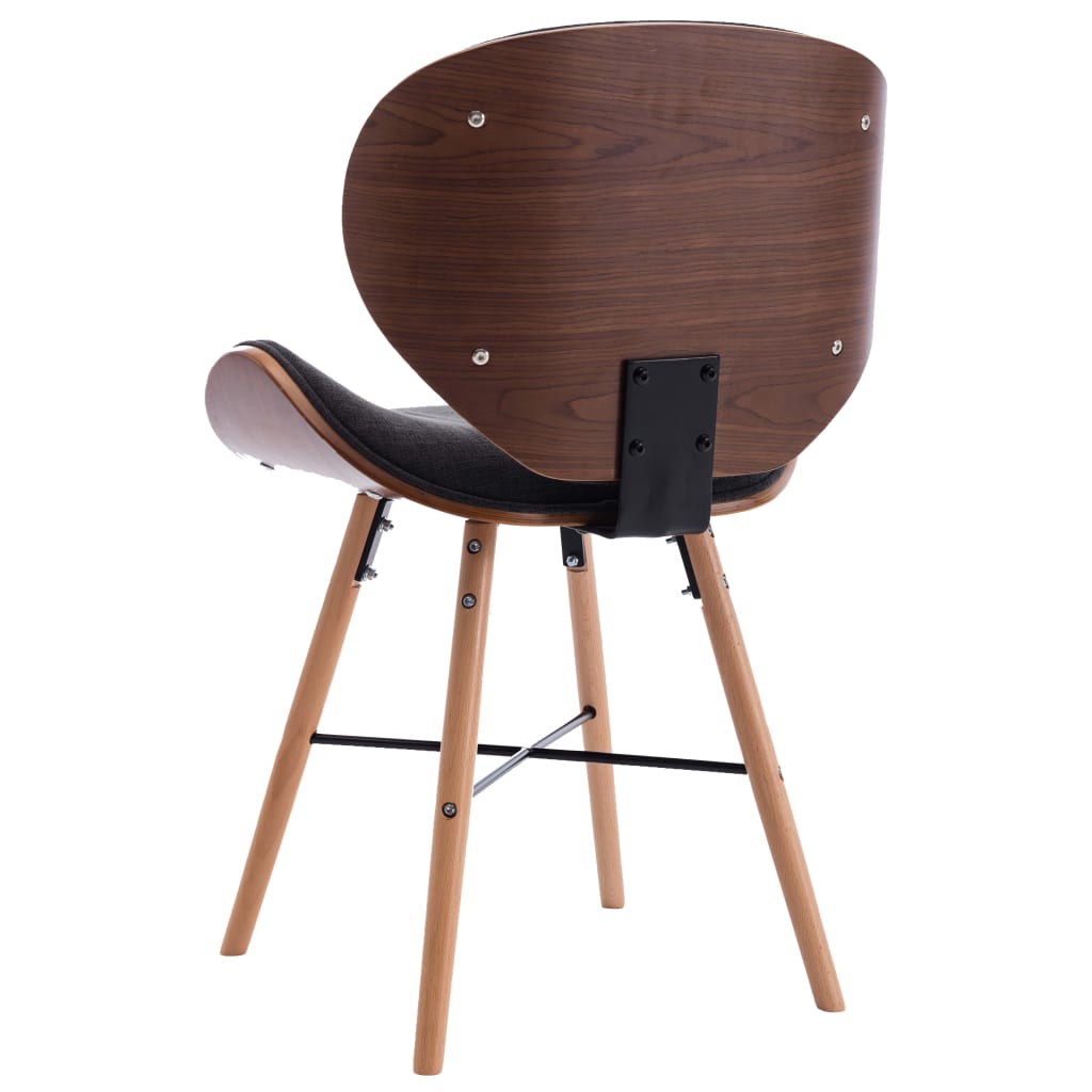 Dining chairs 2 pcs. Dark grey fabric and bentwood
