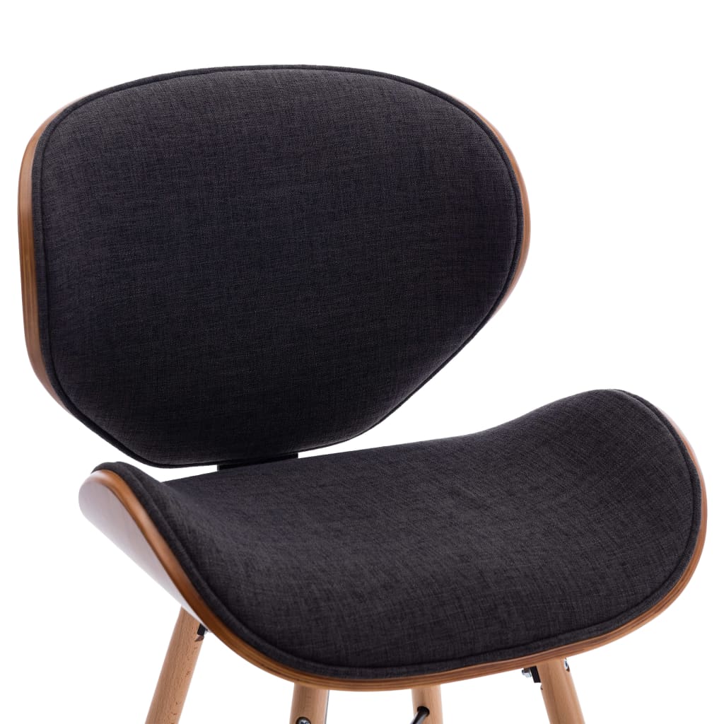 Dining chairs 2 pcs. Dark grey fabric and bentwood
