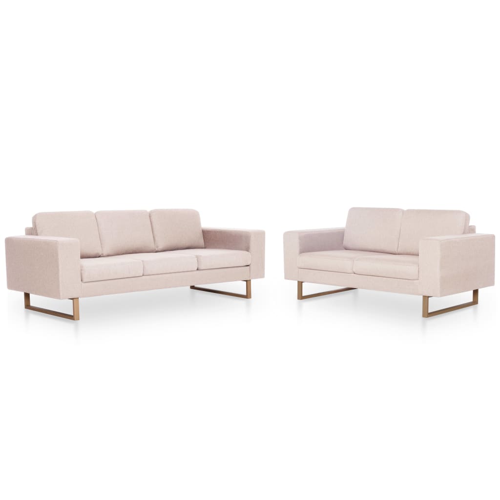 Ensemble de canapé 2 pièces en tissu blanc crème