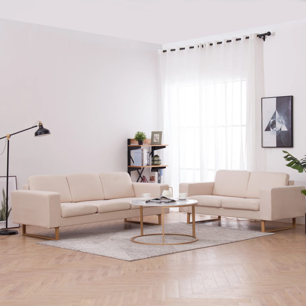 Ensemble de canapé 2 pièces en tissu blanc crème