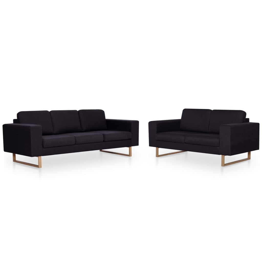 Ensemble de canapé 2 pièces en tissu noir