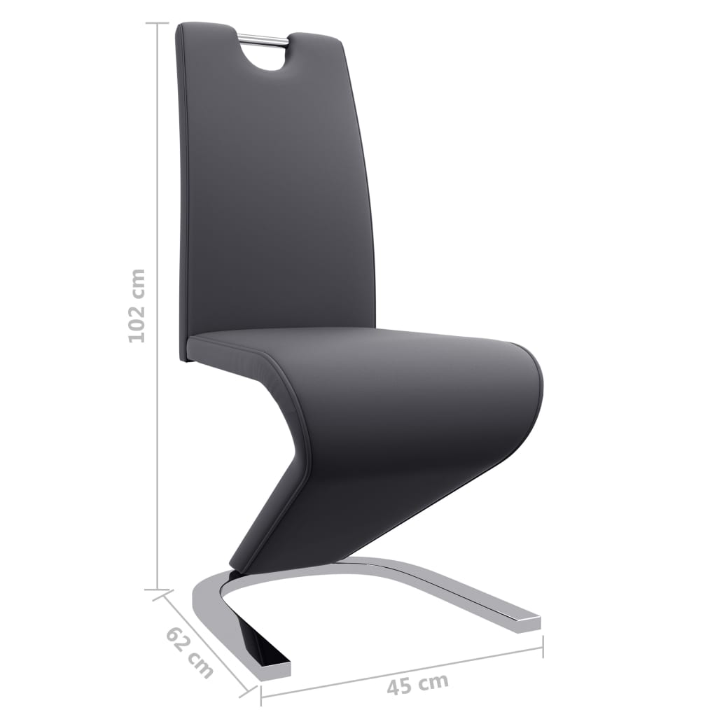 Esszimmerstühle in Zick-Zack-Form 2 Stk. Grau Kunstleder