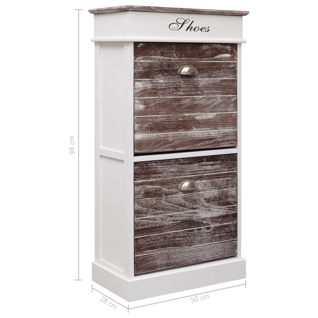 Shoe cabinet brown 50 x 28 x 98 cm Paulownia wood