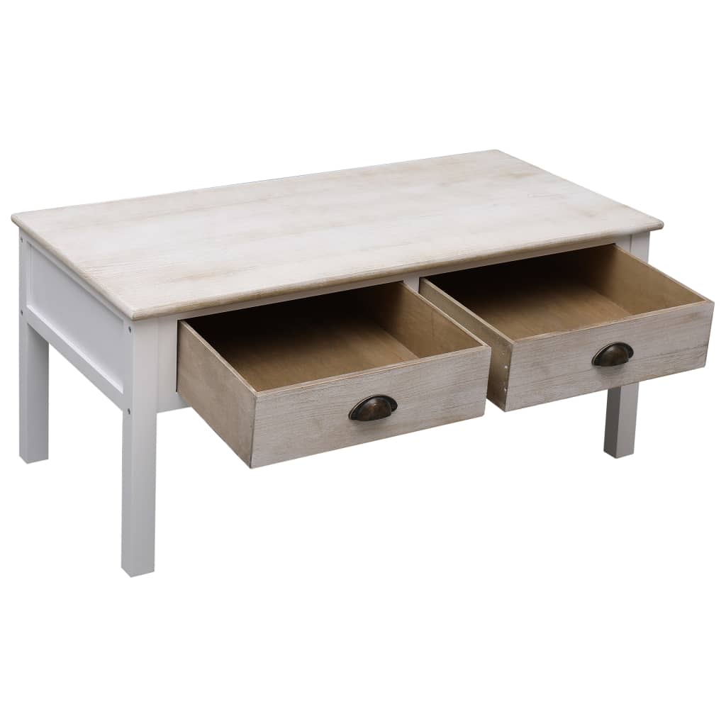 Couchtisch Weiß und Natur 100x50x45 cm Holz