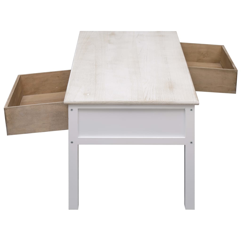 Couchtisch Weiß und Natur 100x50x45 cm Holz