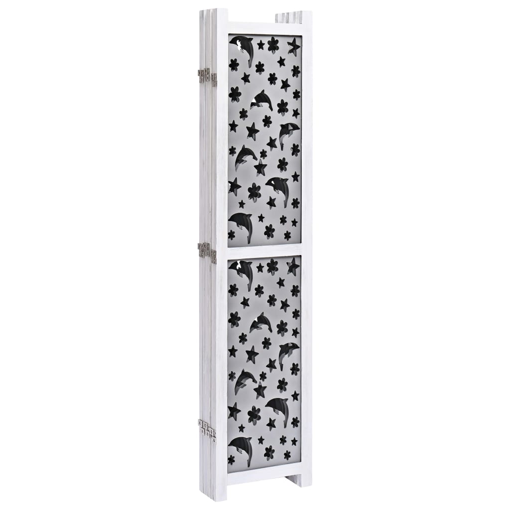Cloison de séparation 6 parties grise 210 x 165 cm en bois massif
