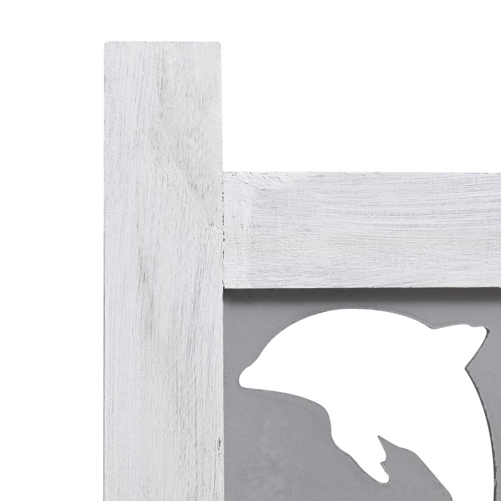 Cloison de séparation 6 parties grise 210 x 165 cm en bois massif