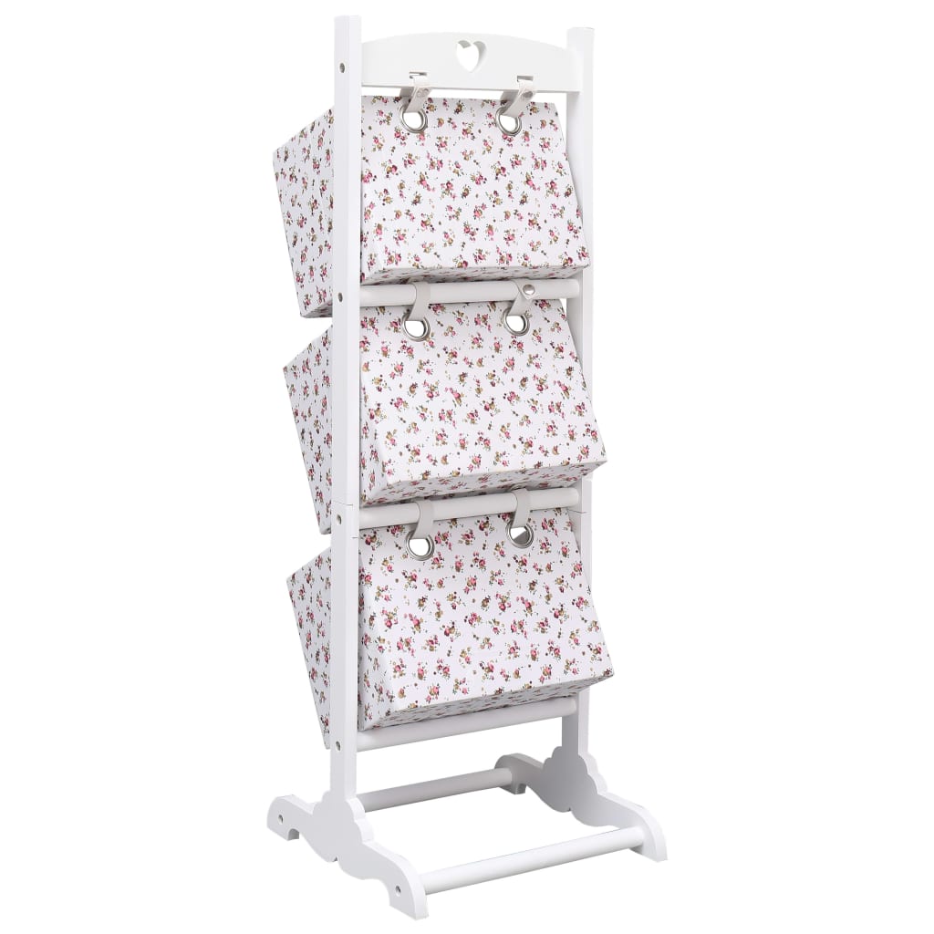 3-stufiges Korbregal Blumenmuster 35 x 35 x 102 cm Holz