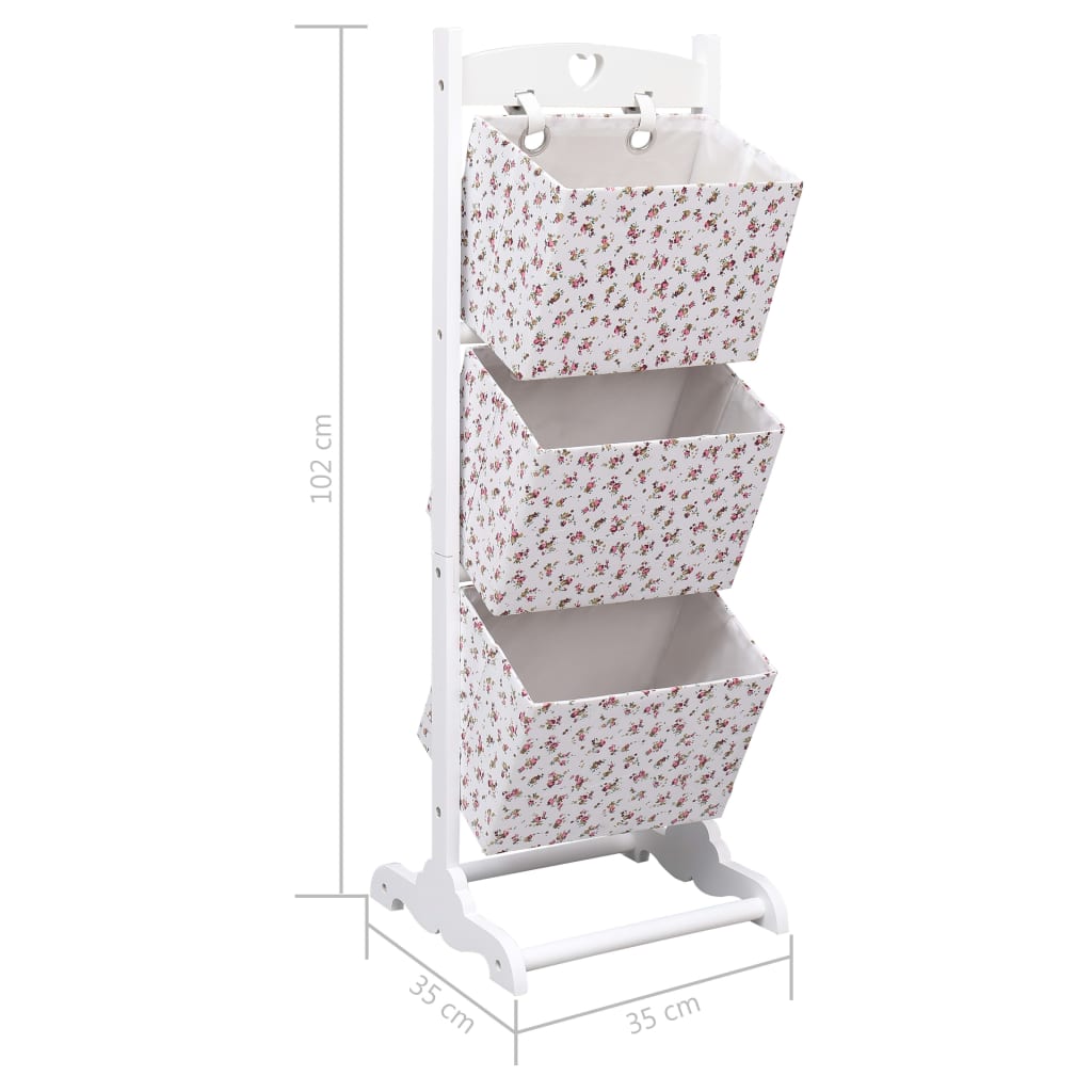 3-stufiges Korbregal Blumenmuster 35 x 35 x 102 cm Holz