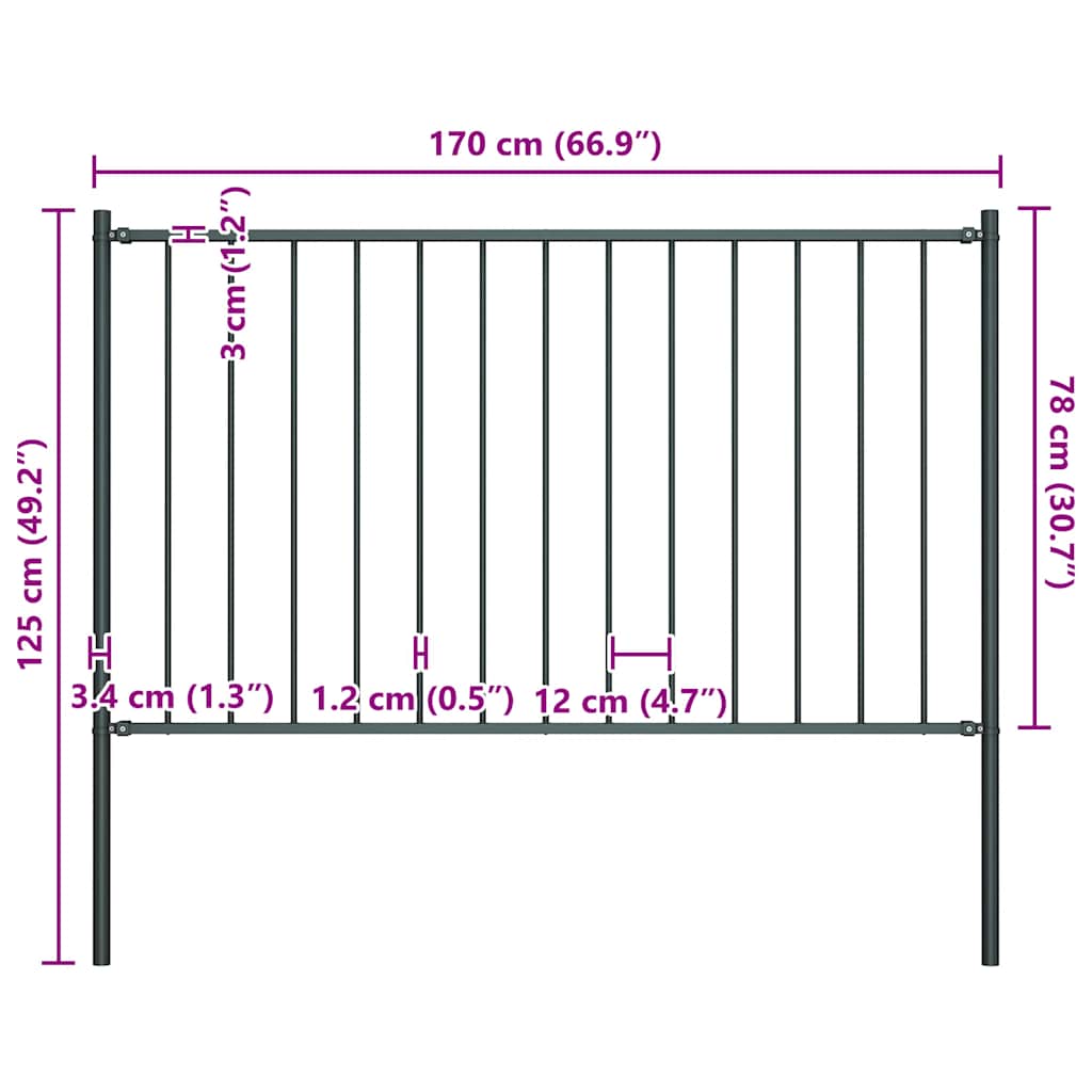 Zaunelement Woerden mit Pfosten Stahl 1,7 x 0,75 m Anthrazit